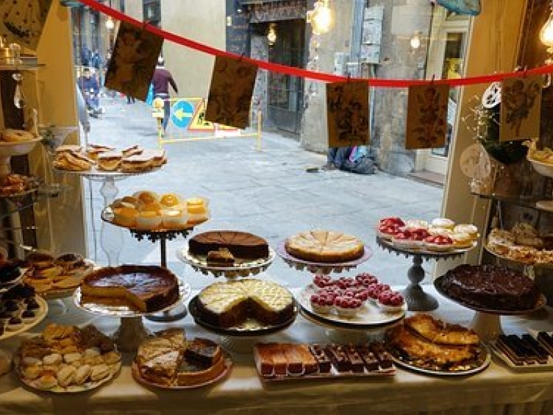 Showcase of cakes and sweets